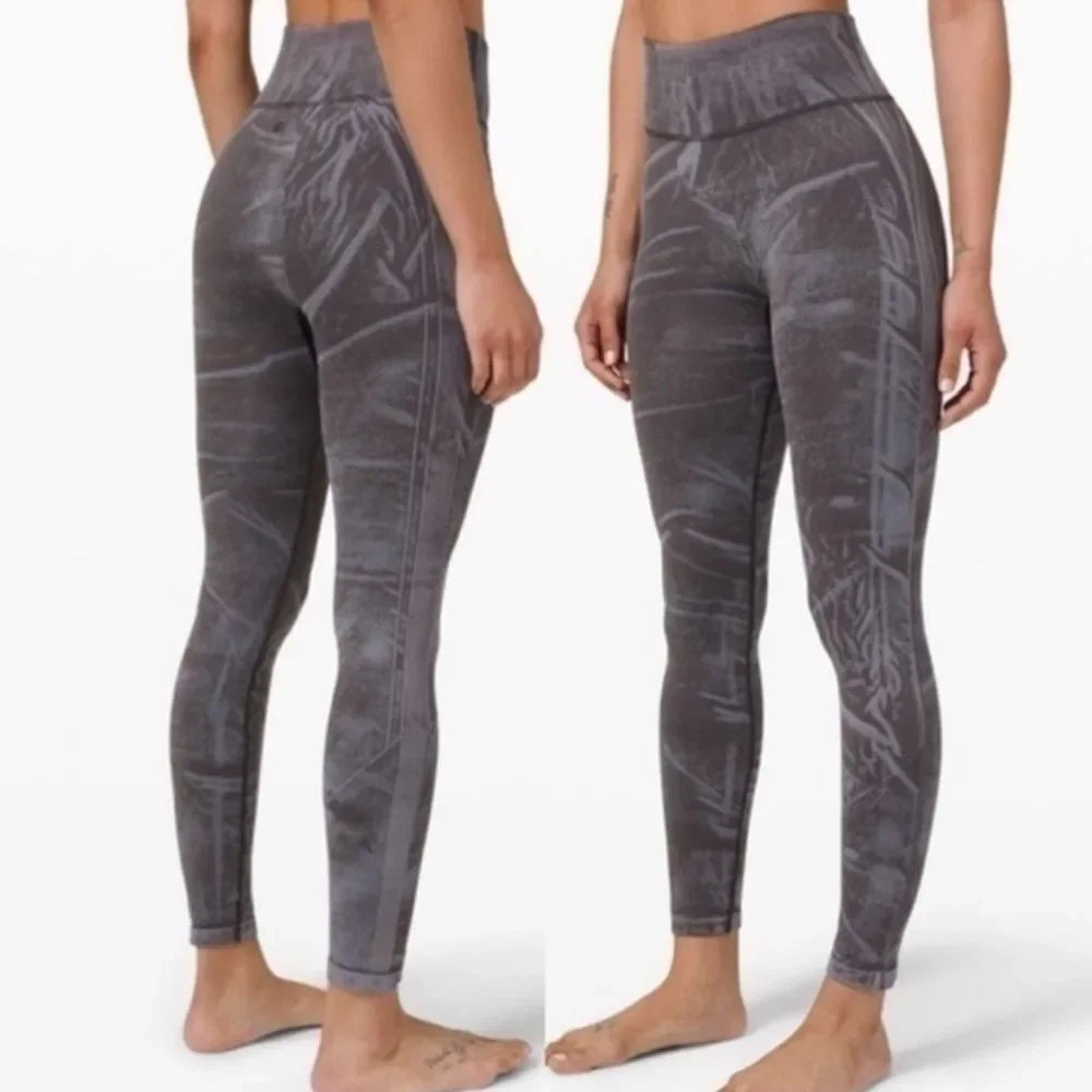 Lululemon Ebb to Street Stone Wash Graphite Full Length Seamless Leggings